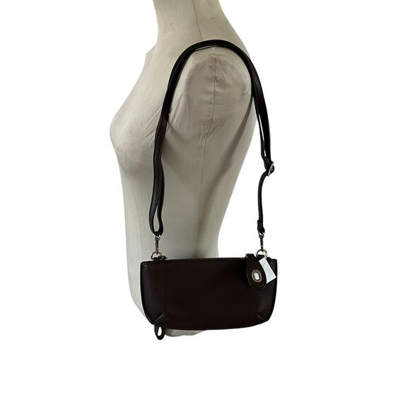 NWT Faux Leather Small Brown Crossbody Bag Travel Safety Secure Boho Minimalist - Picture 1 of 8